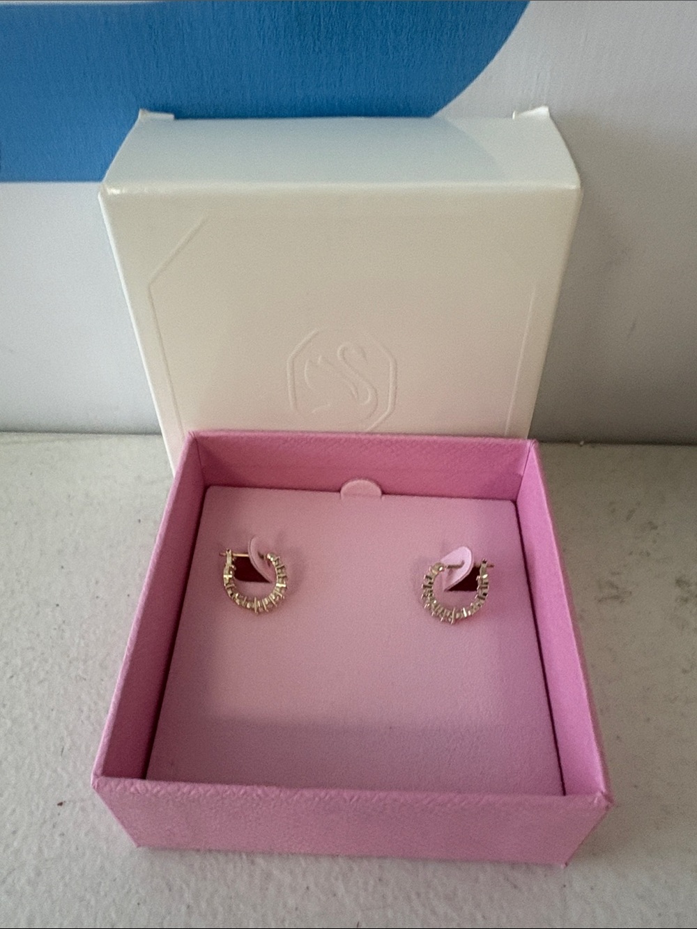 Swarovski Gold Hoop Earrings with Clear Crystals
